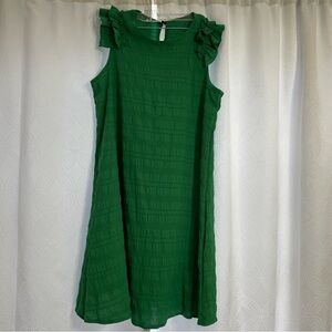Source Unknown Green Sleeveless Flutter Mini Dress